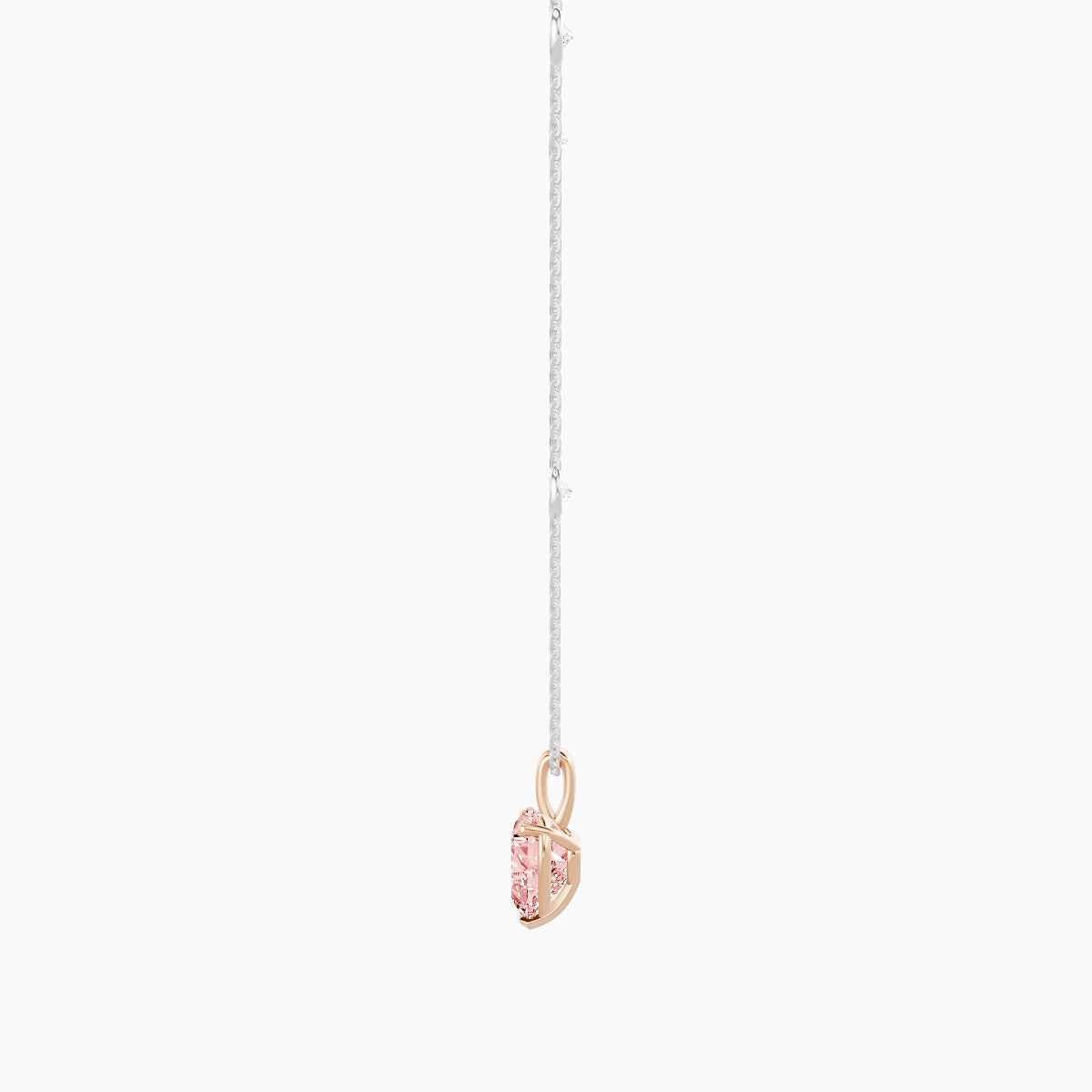 Hanging Solitaire with Sautoir | 18k White & Rose Gold 2 ct Pink Lab Diamond Heart Pendant