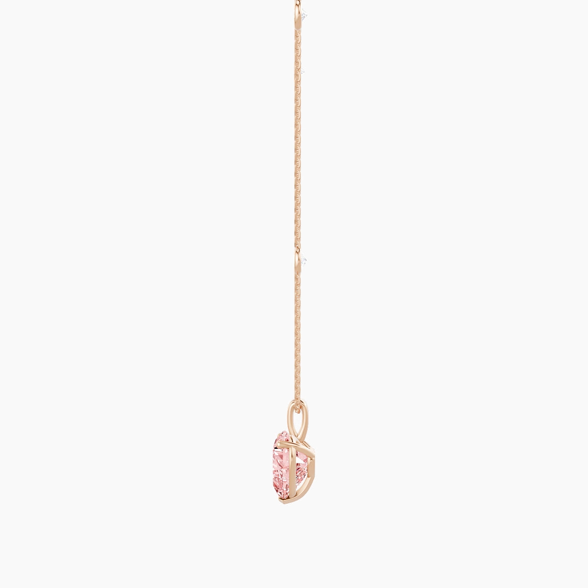 Hanging Solitaire with Sautoir | 18k Rose Gold 3 ct Pink Lab Diamond Heart Pendant