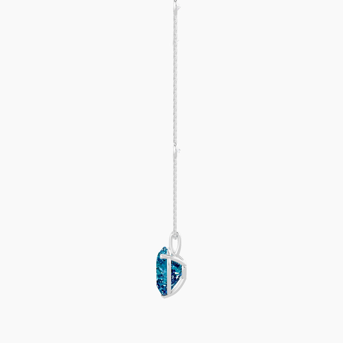 Hanging Solitaire with Sautoir | 18k White Gold 5 ct Blue Lab Diamond Heart Pendant