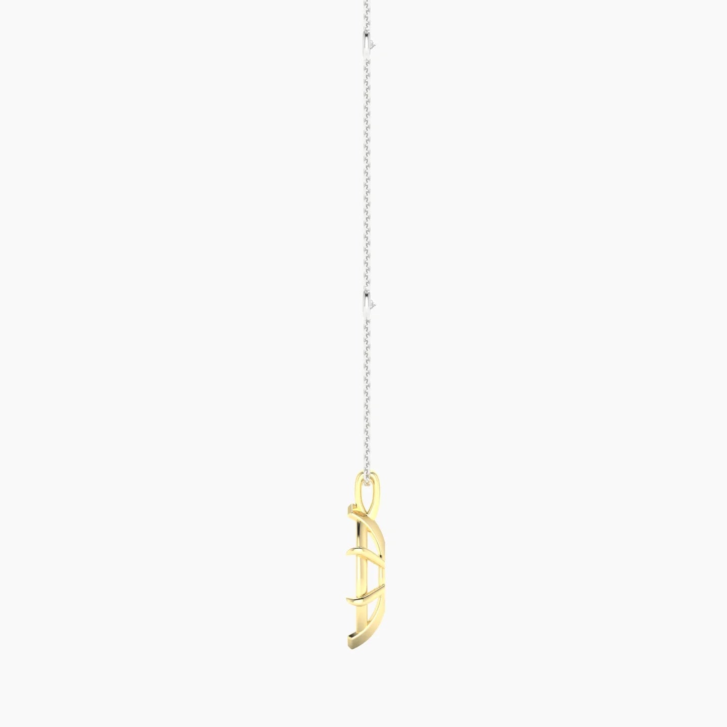 Hanging Solitaire with Sautoir | 18k White & Yellow Gold 3-4.99 ct Marquise Cut Pendant Setting