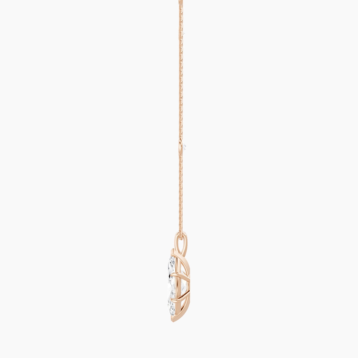 Hanging Solitaire with Sautoir | 18k Rose Gold 3 ct White Lab Diamond Marquise Pendant