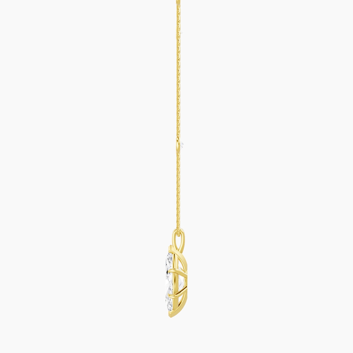 Hanging Solitaire with Sautoir | 18k Yellow Gold 3 ct White Lab Diamond Marquise Pendant