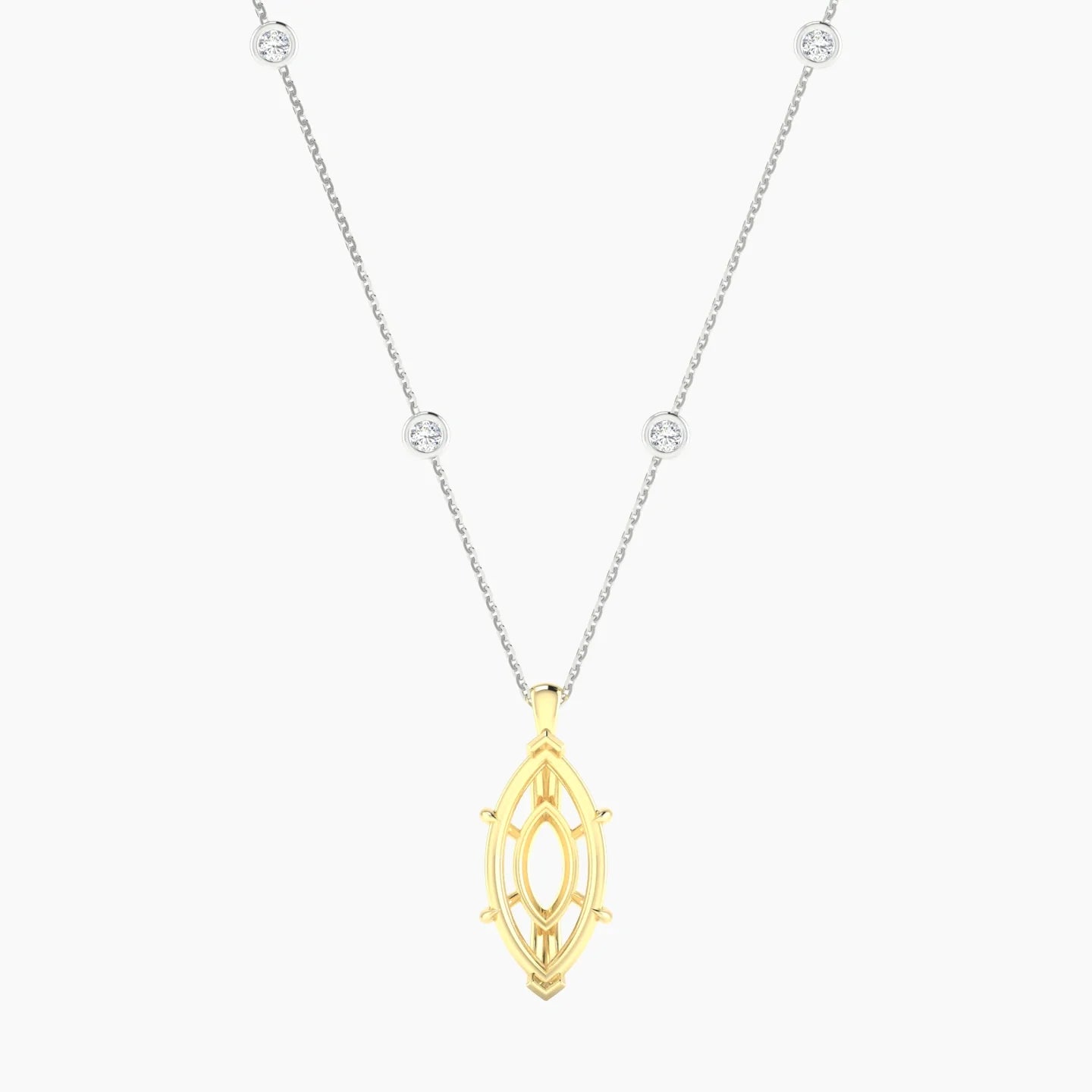 Hanging Solitaire with Sautoir | 18k White & Yellow Gold 5-7.99 ct Marquise Cut Pendant Setting