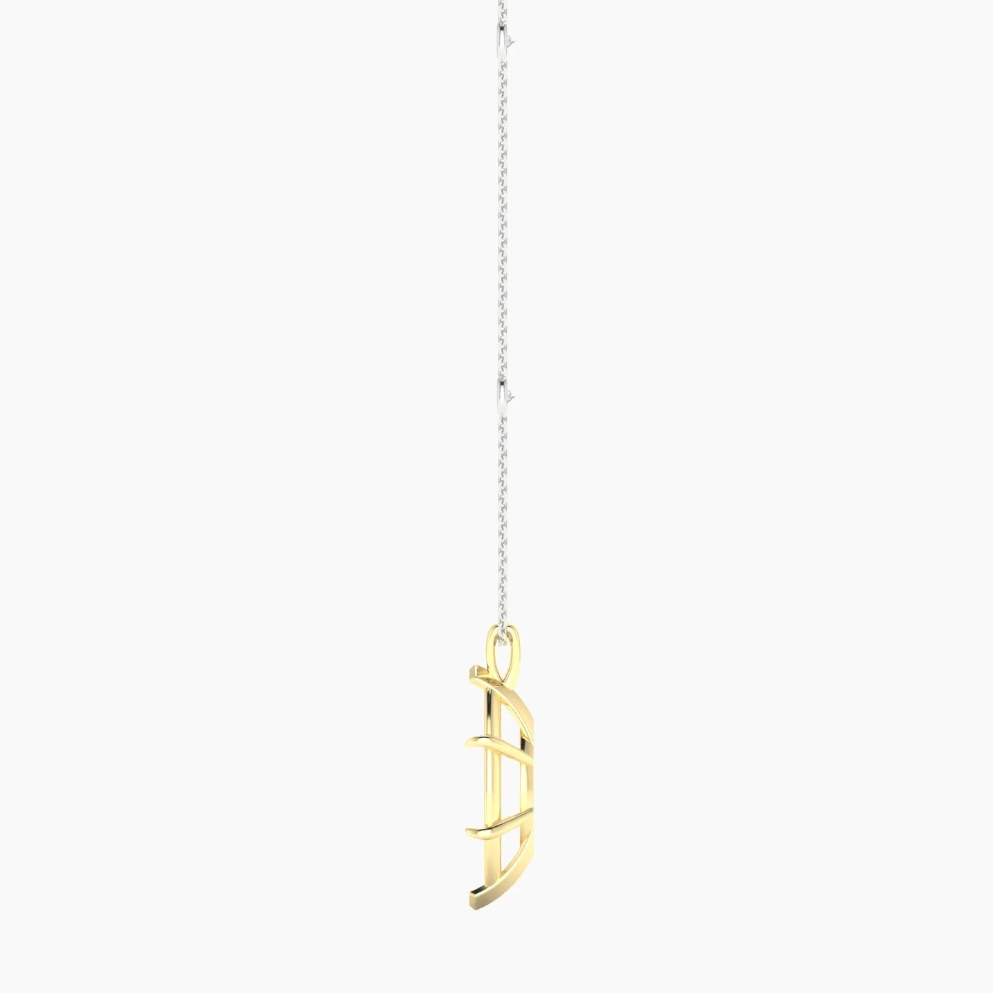 Hanging Solitaire with Sautoir | 18k White & Yellow Gold 5-7.99 ct Marquise Cut Pendant Setting