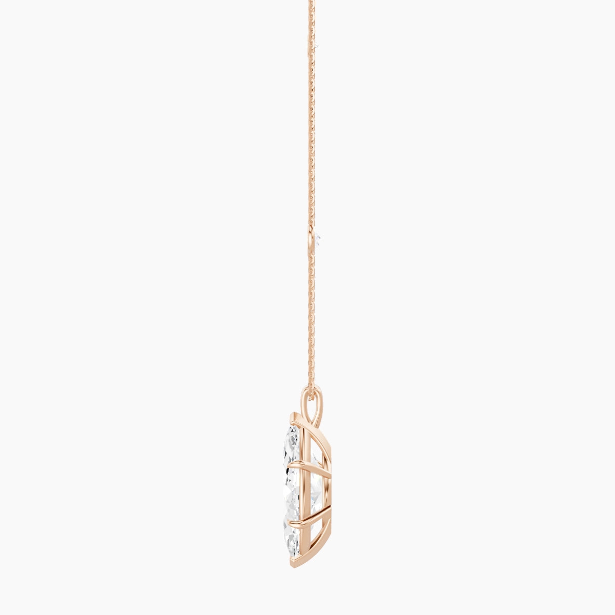 Hanging Solitaire with Sautoir | 18k Rose Gold 5 ct White Lab Diamond Marquise Pendant
