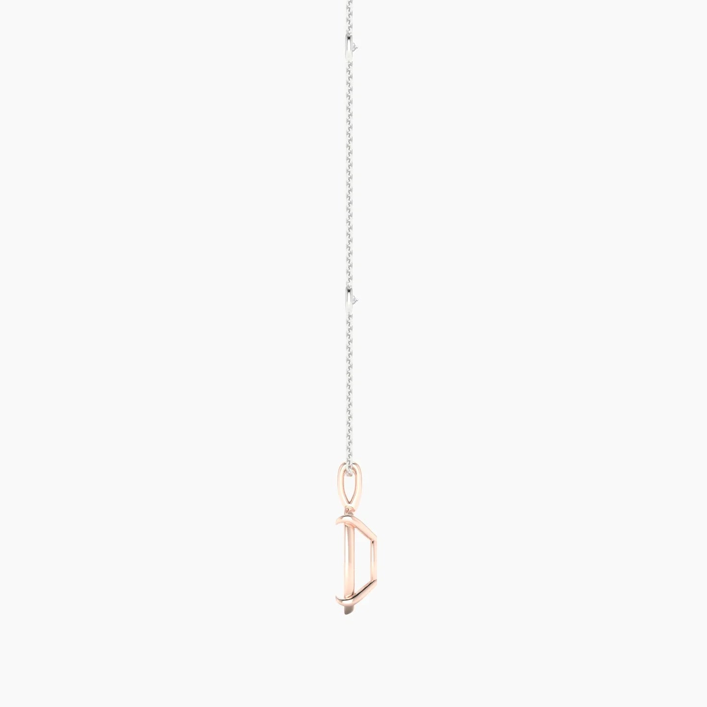 Hanging Solitaire with Sautoir | 18k White & Rose Gold 3-4.99 ct Oval Cut Pendant Setting