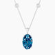 Oval Blue Lab Diamond Pendant | Hanging Solitaire with Sautoir