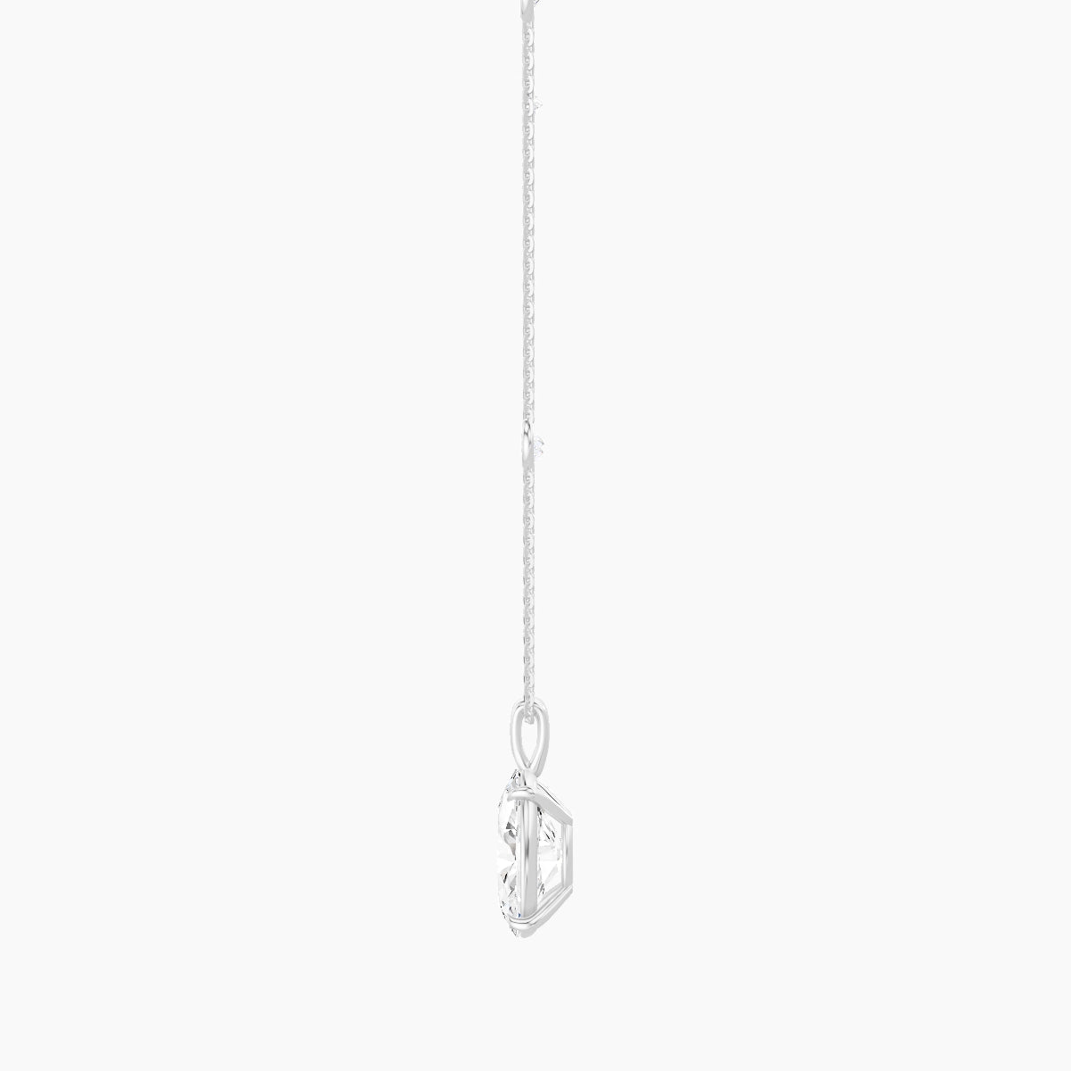 Hanging Solitaire with Sautoir | 18k White Gold 3 ct White Lab Diamond Oval Pendant
