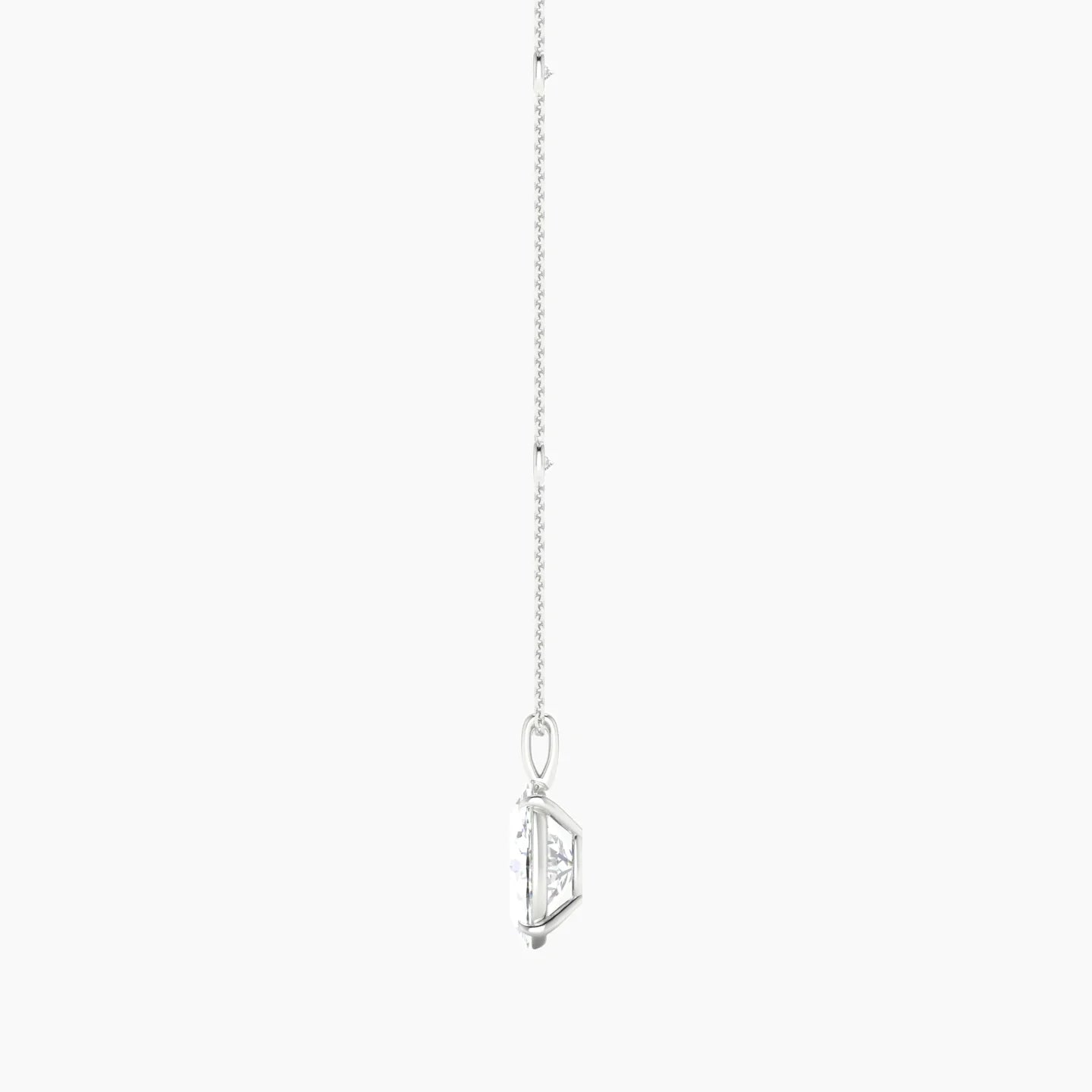 Hanging Solitaire with Sautoir | 18k White Gold 3 ct Oval Cut Pendant Setting