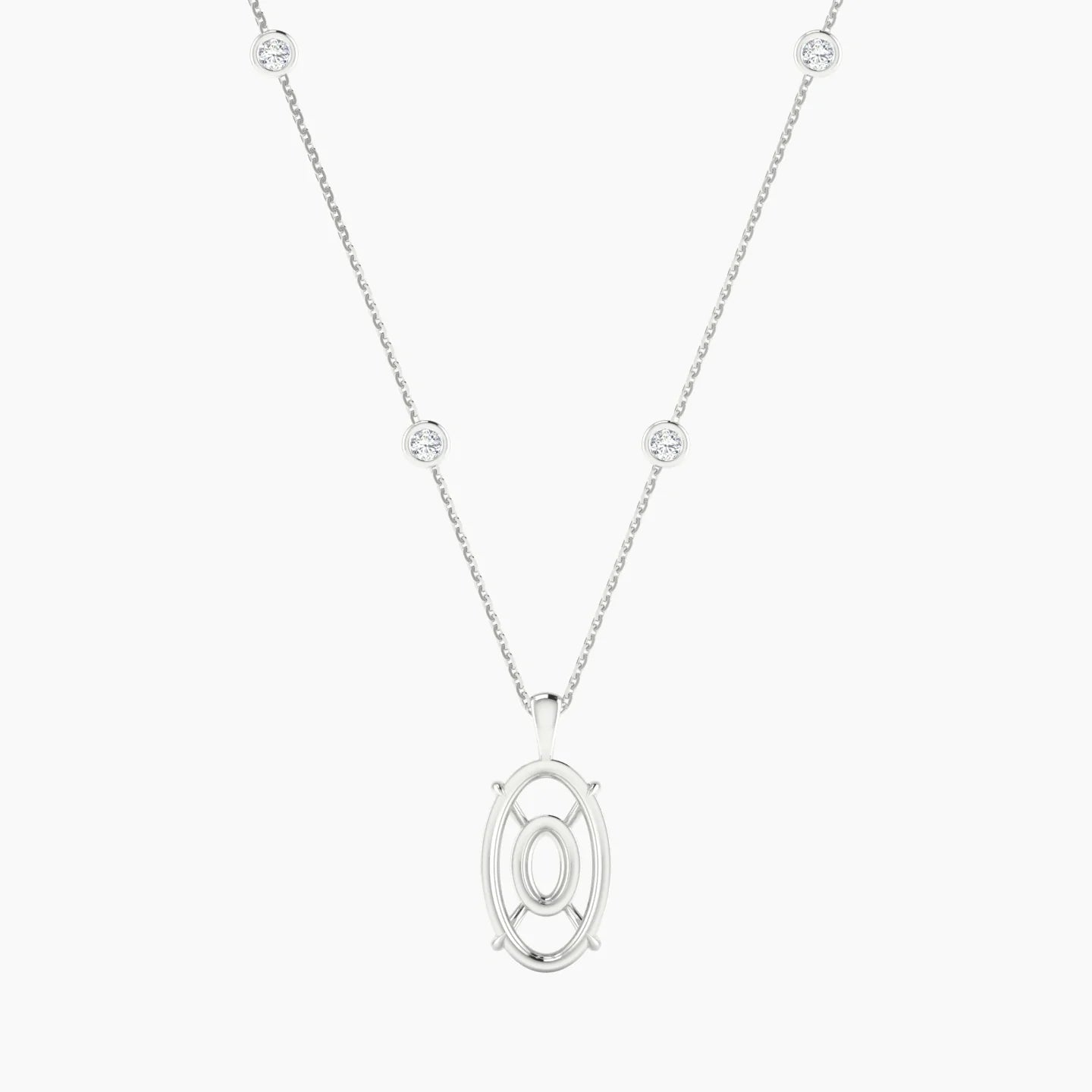 Hanging Solitaire with Sautoir | 18k White Gold 5-7.99 ct Oval Cut Pendant Setting