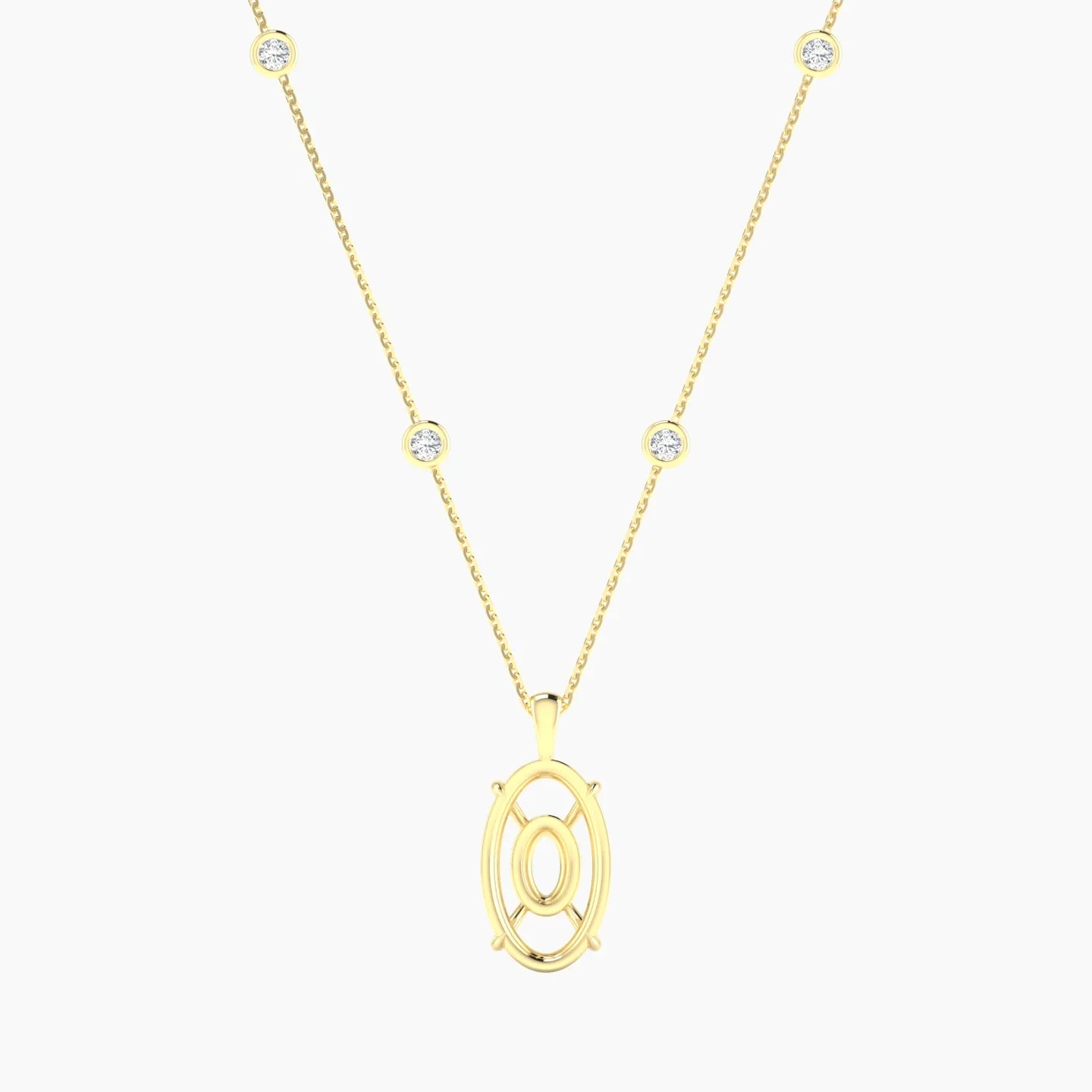 Hanging Solitaire with Sautoir | 18k Yellow Gold 5-7.99 ct Oval Cut Pendant Setting