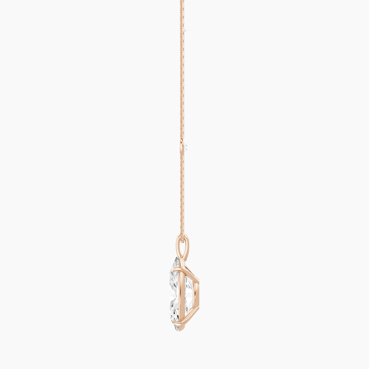 Hanging Solitaire with Sautoir | 18k Rose Gold 5 ct White Lab Diamond Oval Pendant