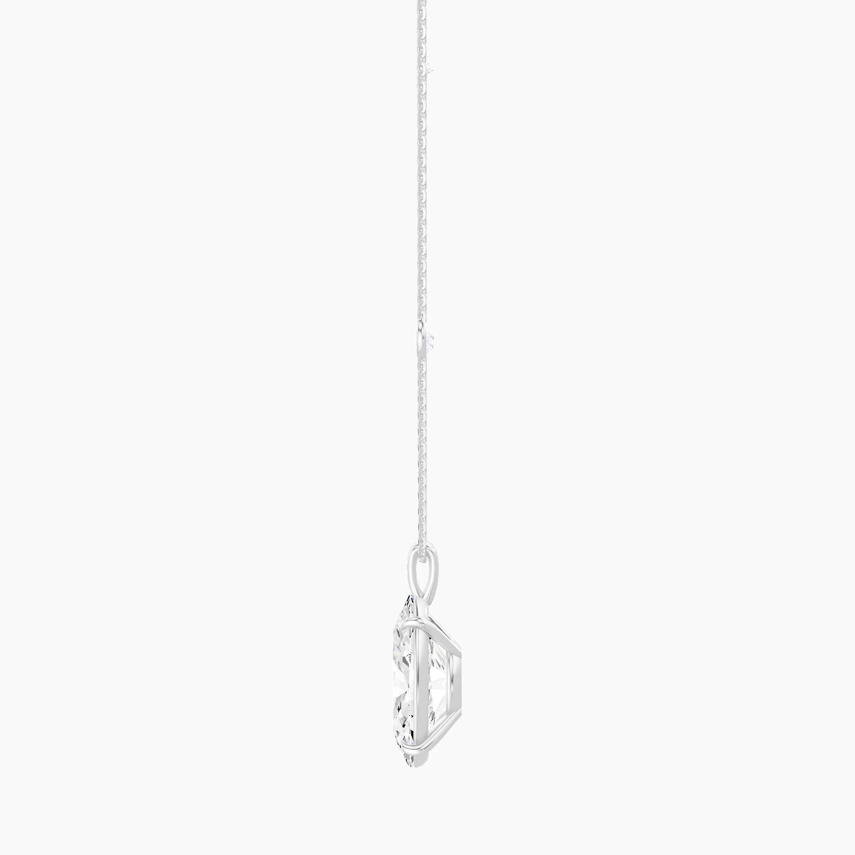 Hanging Solitaire with Sautoir | 18k White Gold 5 ct White Lab Diamond Oval Pendant