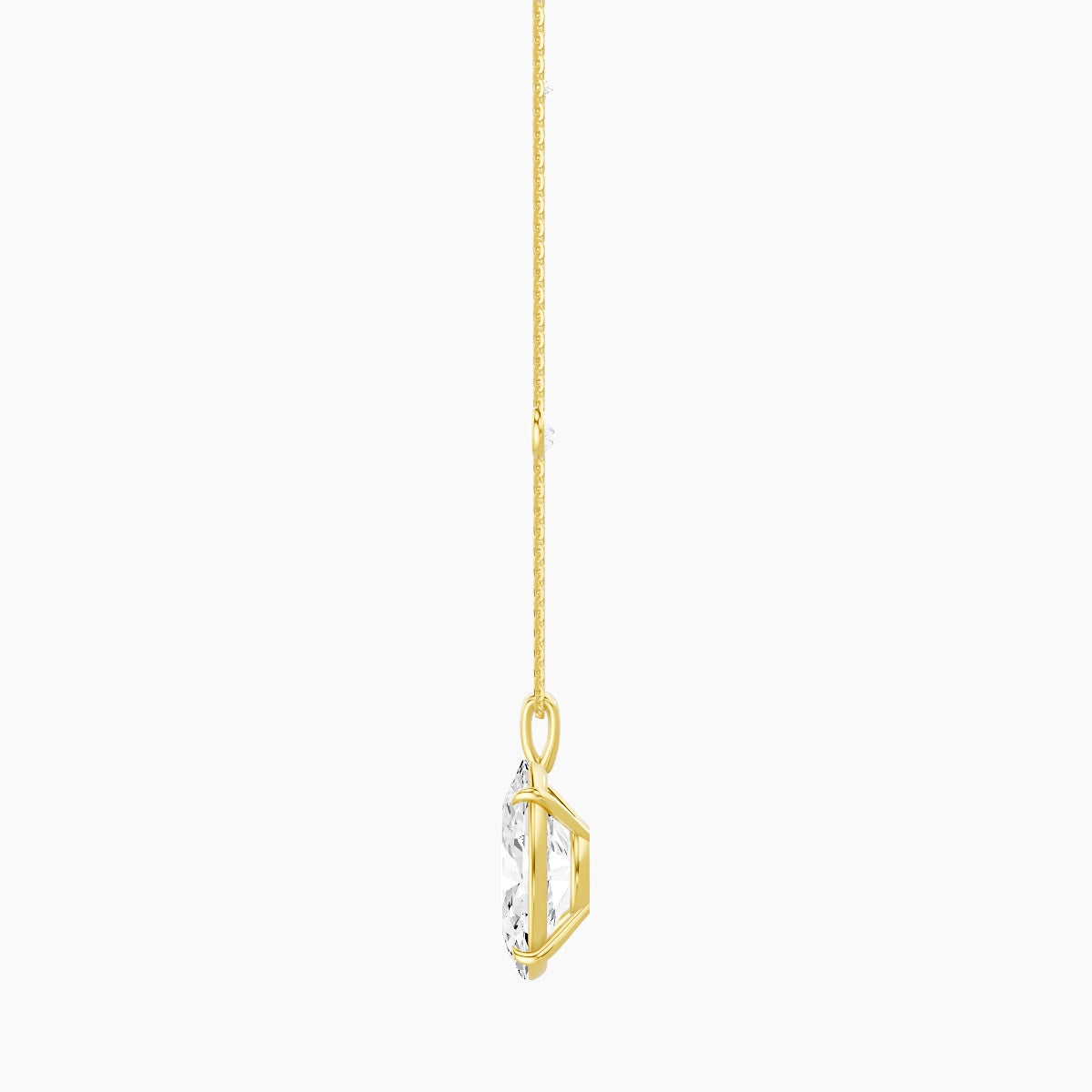 Hanging Solitaire with Sautoir | 18k Yellow Gold 5 ct White Lab Diamond Oval Pendant