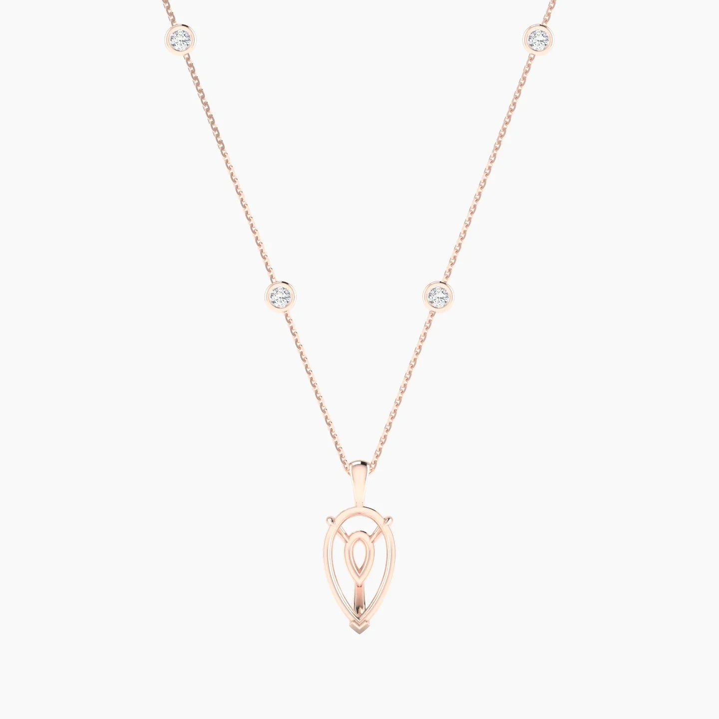 Hanging Solitaire with Sautoir | 18k Rose Gold 3-4.99 ct Pear Cut Pendant Setting