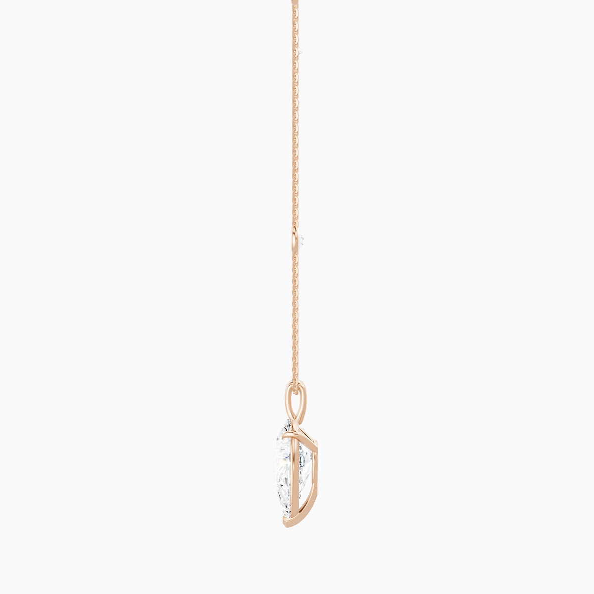 Hanging Solitaire with Sautoir | 18k Rose Gold 3 ct White Lab Diamond Pear Pendant