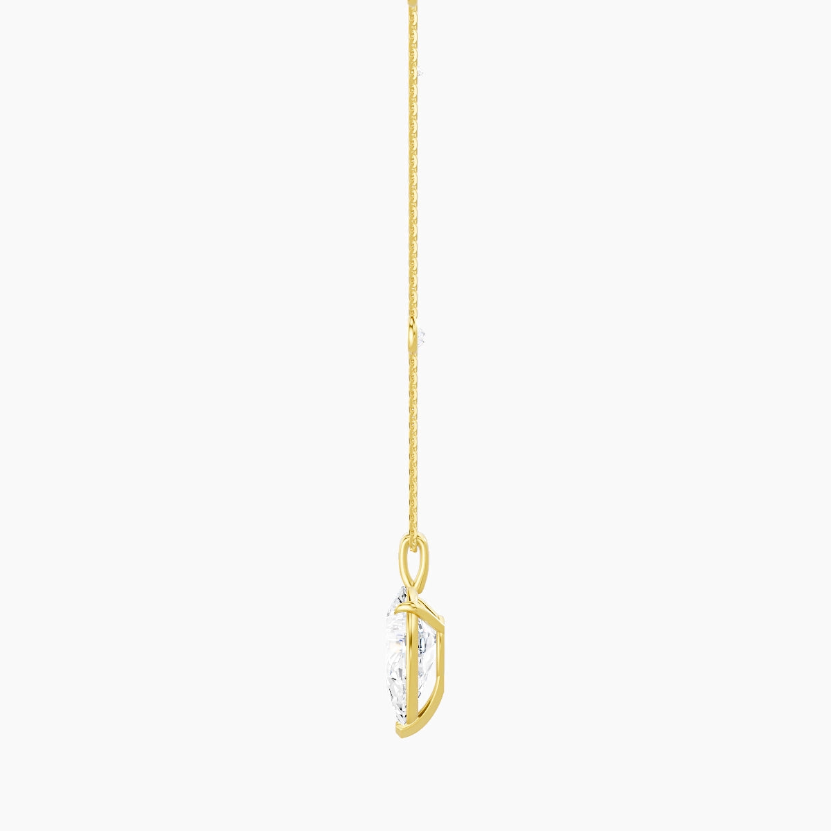 Hanging Solitaire with Sautoir | 18k Yellow Gold 3 ct White Lab Diamond Pear Pendant