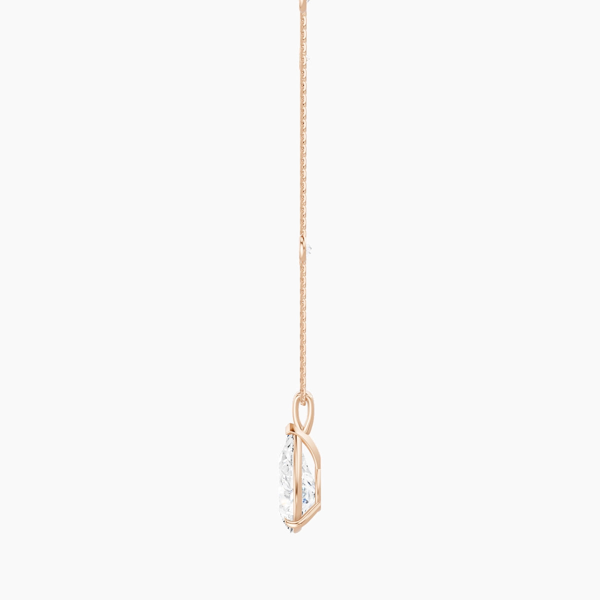 Hanging Solitaire with Sautoir | 18k Rose Gold 3 ct White Lab Diamond Pear Pendant