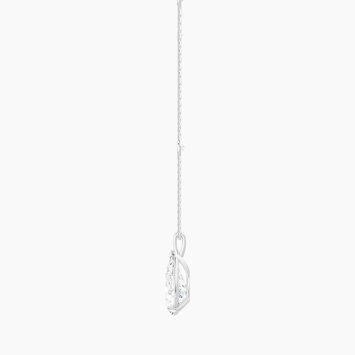 Hanging Solitaire with Sautoir | 18k White Gold 3 ct White Lab Diamond Pear Pendant