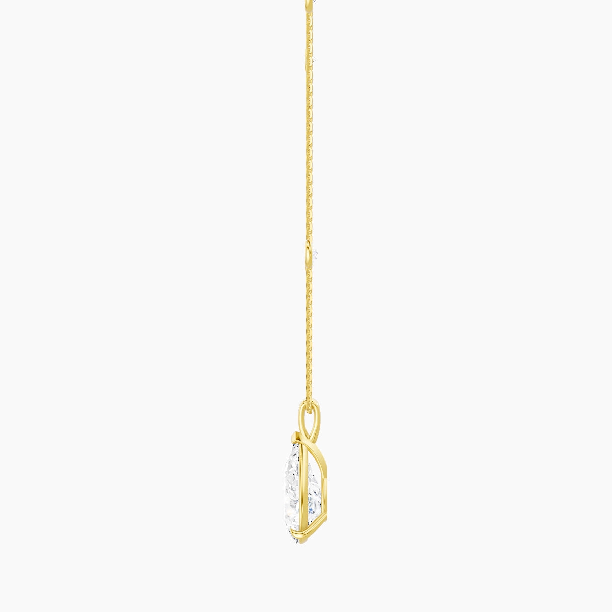 Hanging Solitaire with Sautoir | 18k Yellow Gold 3 ct White Lab Diamond Pear Pendant