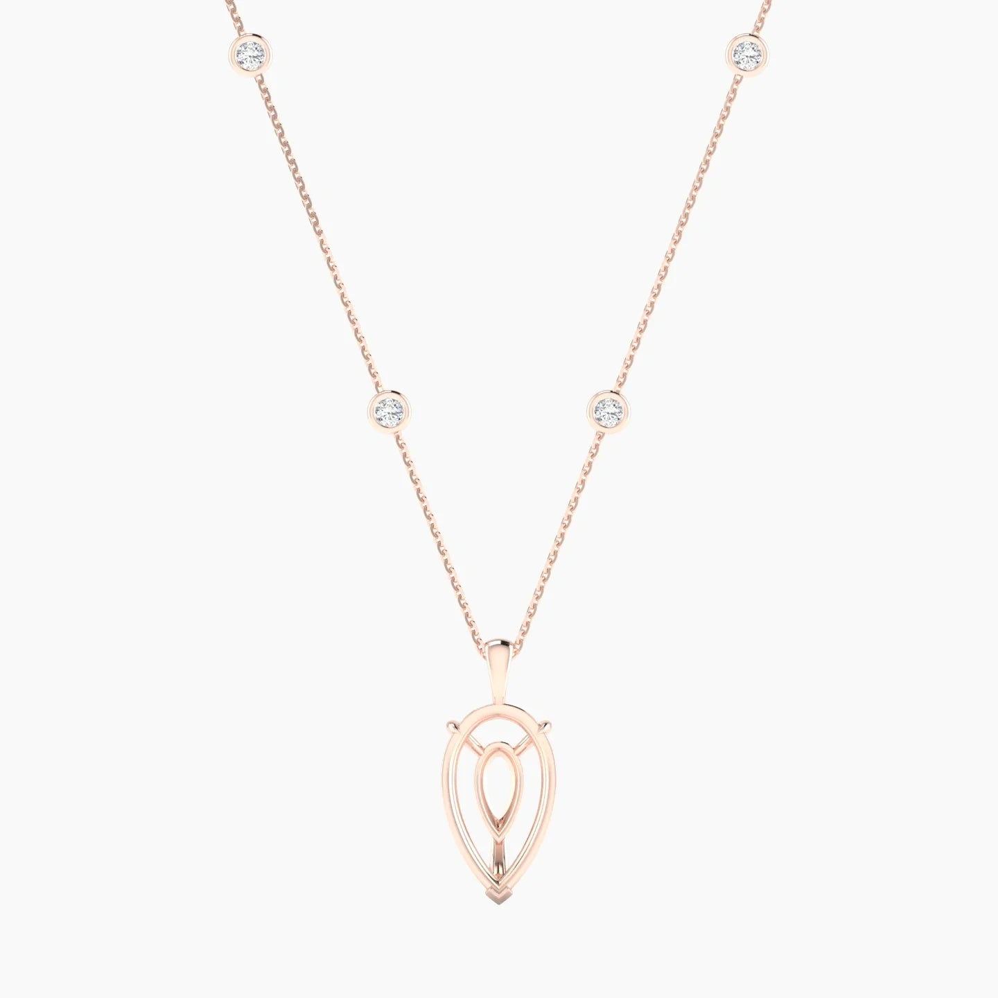 Hanging Solitaire with Sautoir | 18k Rose Gold 5-7.99 ct Pear Cut Pendant Setting