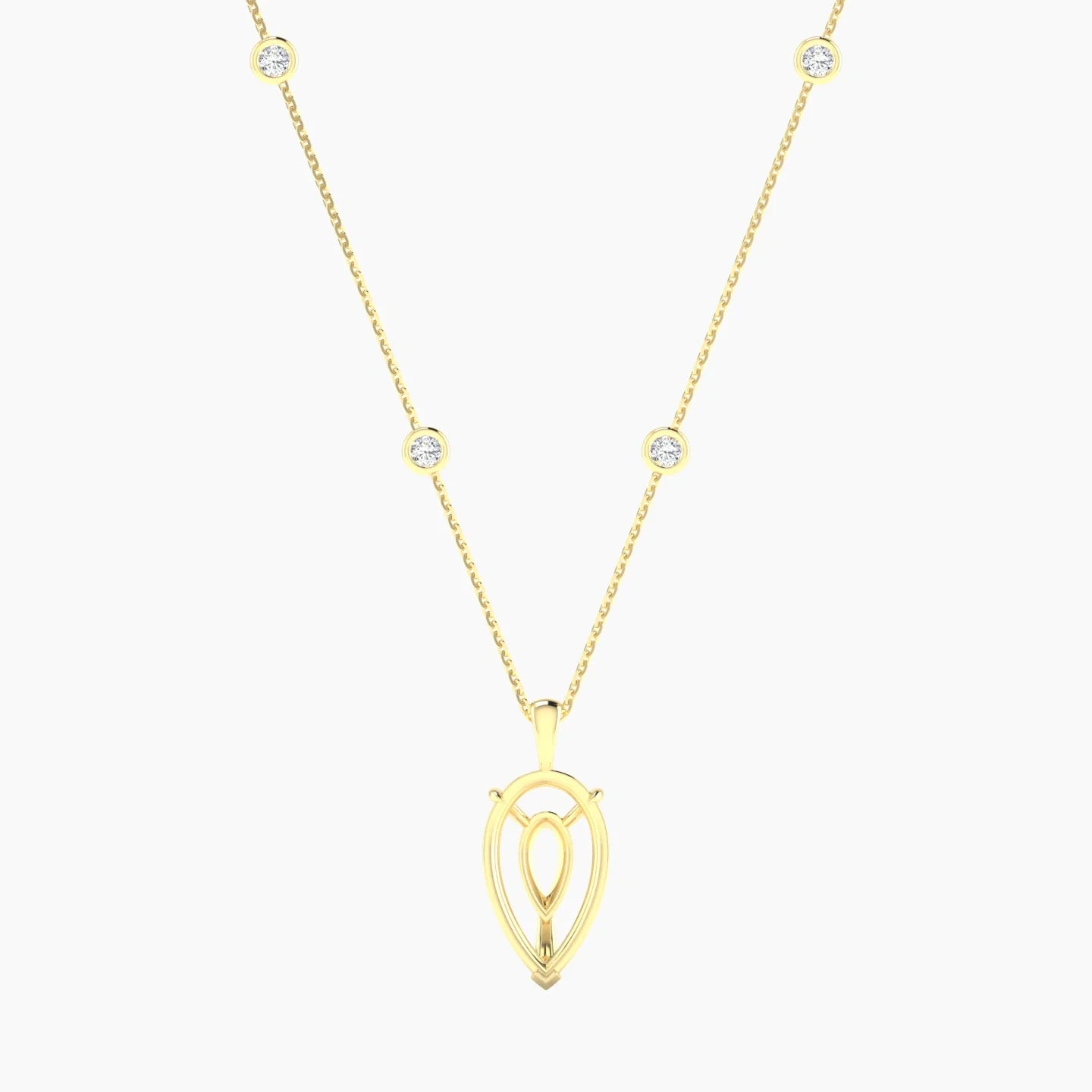 Hanging Solitaire with Sautoir | 18k Yellow Gold 5-7.99 ct Pear Cut Pendant Setting