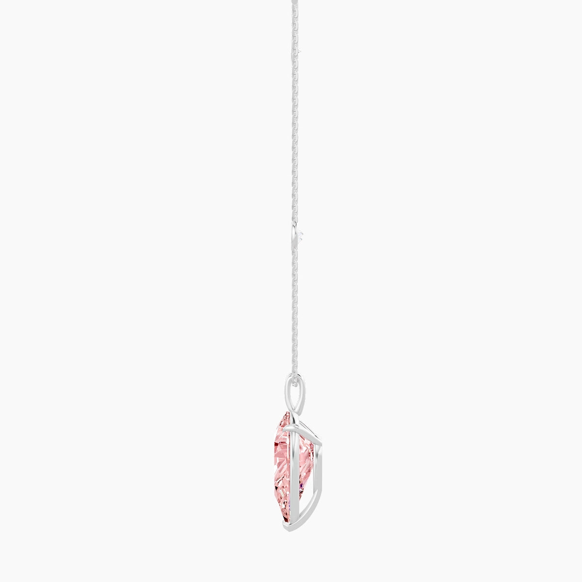 Hanging Solitaire with Sautoir | 18k White Gold 5 ct Pink Lab Diamond Pear Pendant