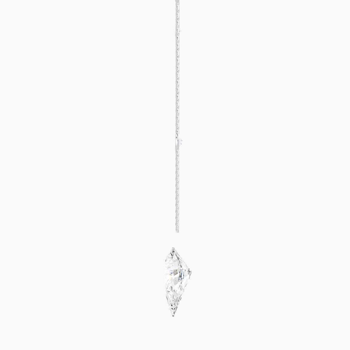 Hanging Solitaire with Sautoir | 18k White Gold 5 ct White Lab Diamond Pear Pendant