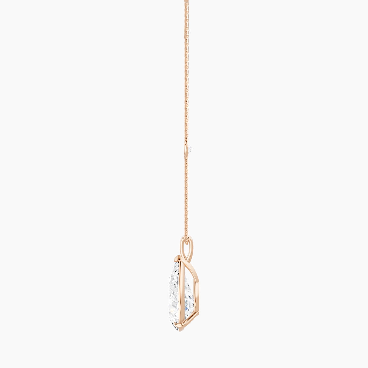 Hanging Solitaire with Sautoir | 18k Rose Gold 5 ct White Lab Diamond Pear Pendant