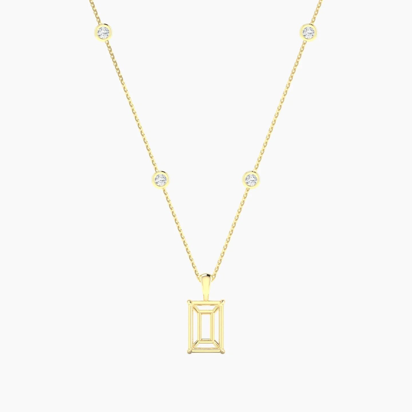 Hanging Solitaire with Sautoir | 18k Yellow Gold 3-4.99 ct Radiant Cut Pendant Setting