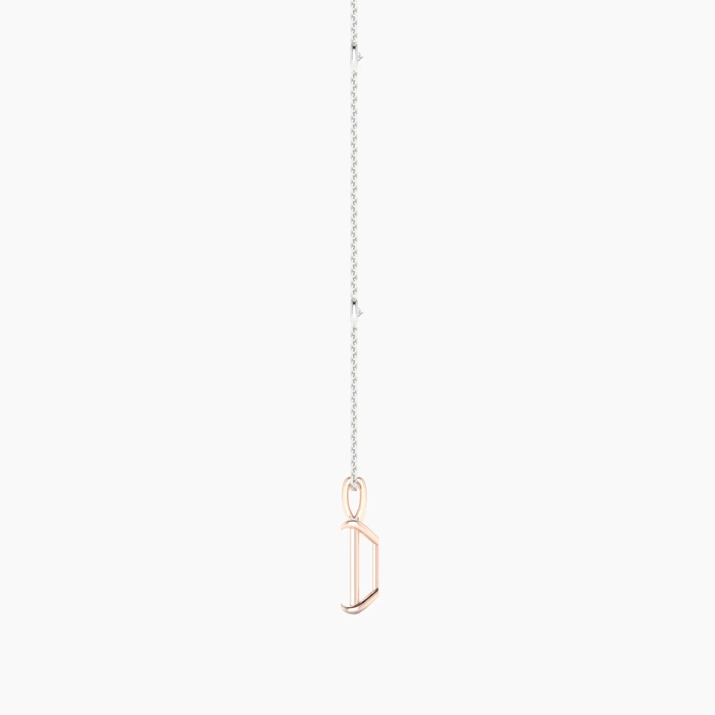 Hanging Solitaire with Sautoir | 18k White & Rose Gold 3-4.99 ct Radiant Cut Pendant Setting