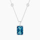 Radiant Blue Lab Diamond Pendant | Hanging Solitaire with Sautoir