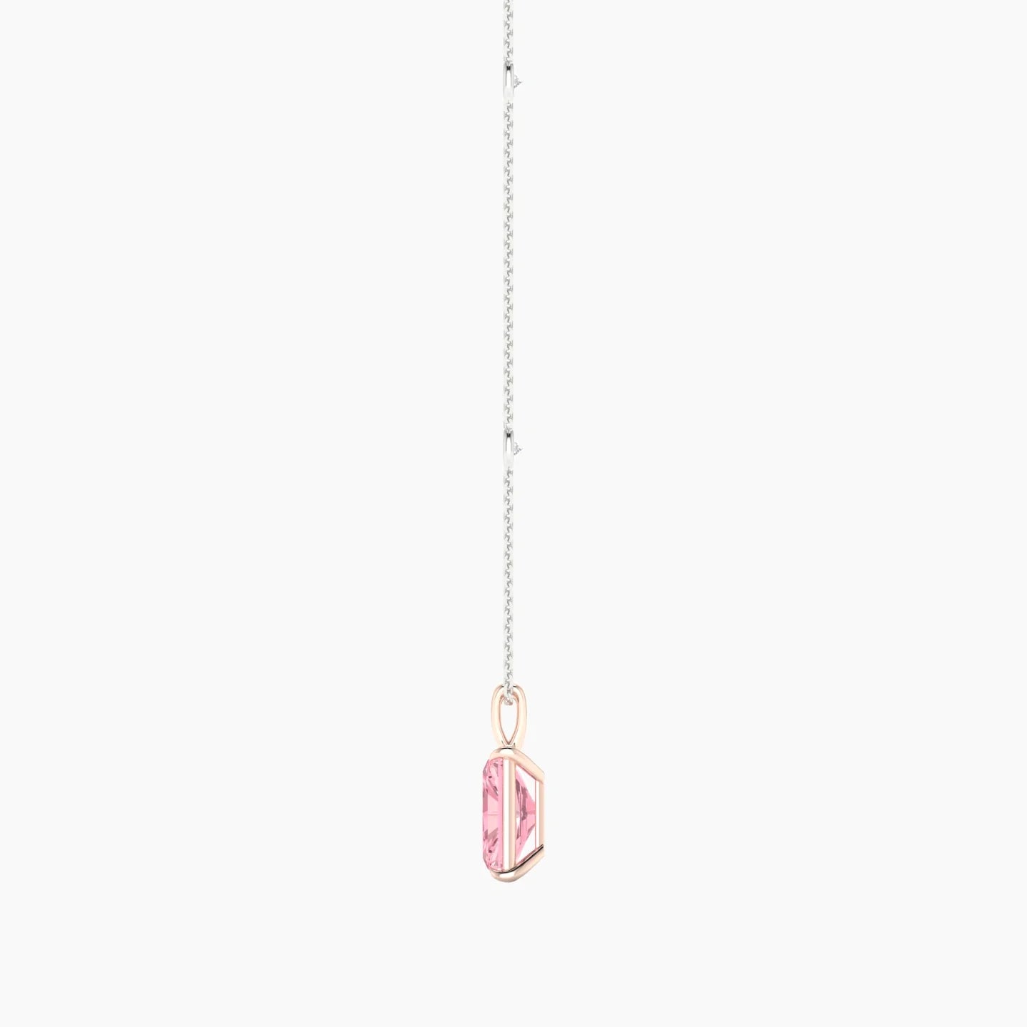 Hanging Solitaire with Sautoir | 18k White & Rose Gold 3 ct Radiant Cut Pendant Setting