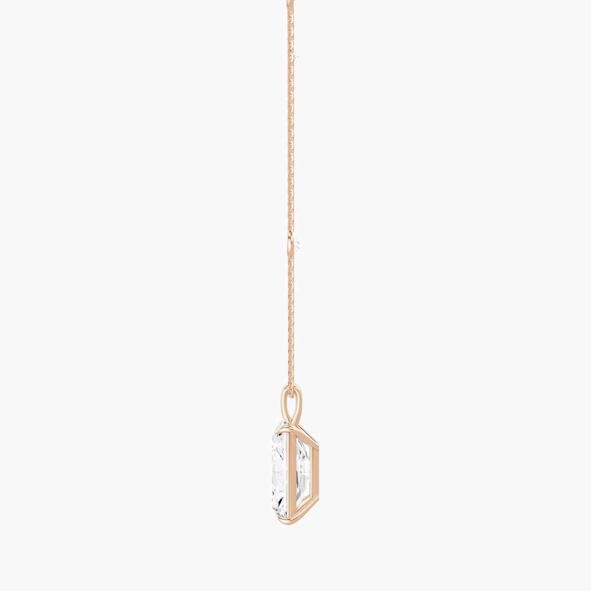 Hanging Solitaire with Sautoir | 18k Rose Gold 5 ct White Lab Diamond Radiant Pendant