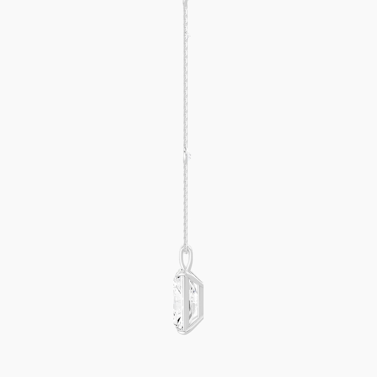 Hanging Solitaire with Sautoir | 18k White Gold 5 ct White Lab Diamond Radiant Pendant