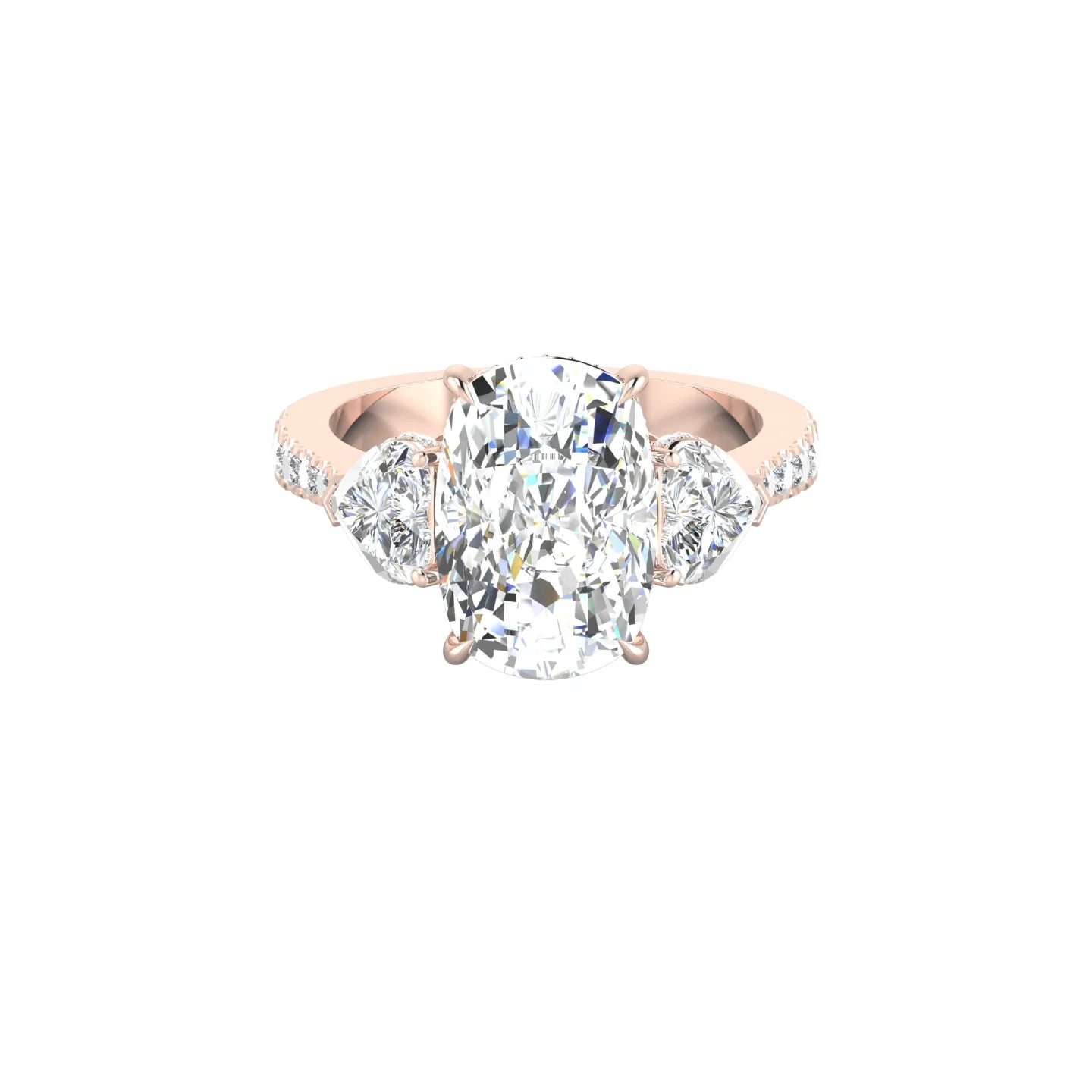Heart Trilogy with Reverse Shank | 18k Rose Gold 5 ct Cushion Cut Ring