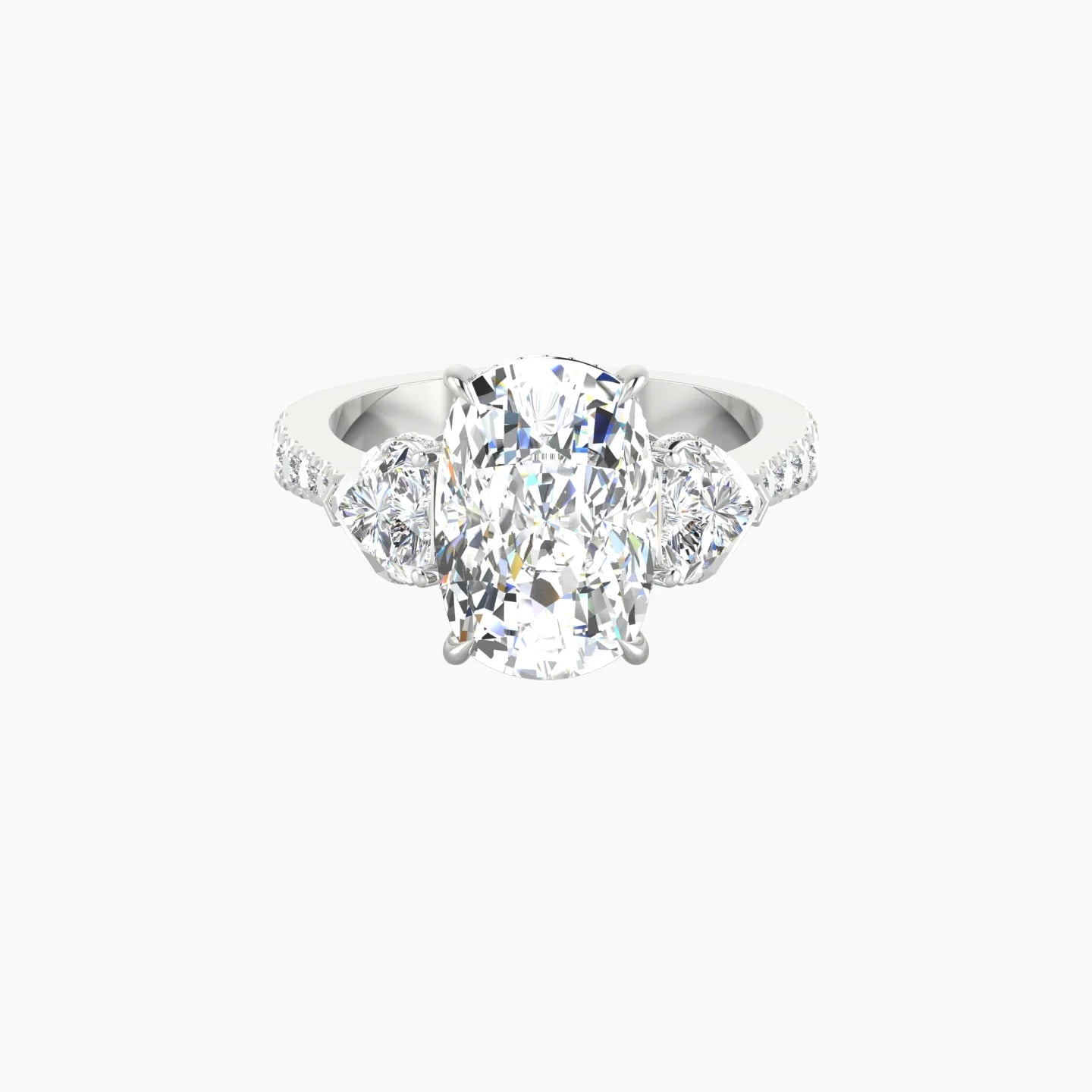 Heart Trilogy with Reverse Shank | 18k White Gold 5 ct Cushion Cut Ring