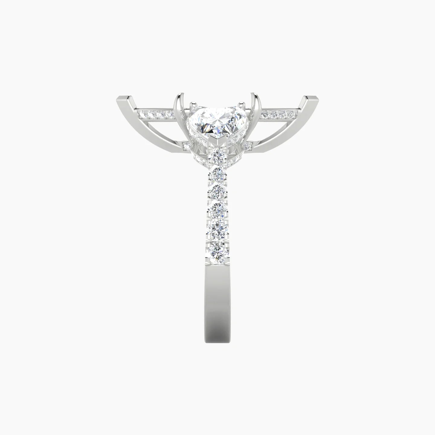 Heart Trilogy with Reverse Shank | 18k White Gold 5-7.99 ct Marquise Cut Ring Setting