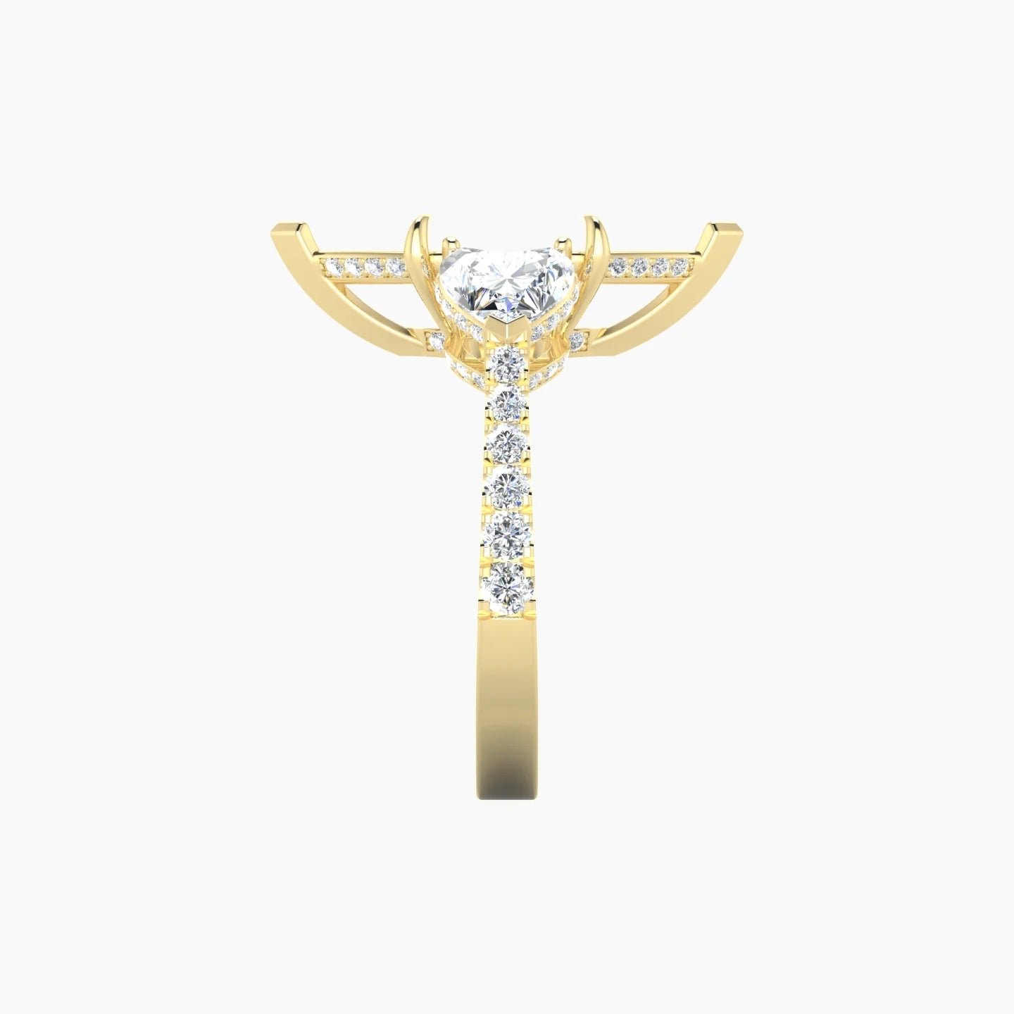 Heart Trilogy with Reverse Shank | 18k Yellow Gold 5-7.99 ct Marquise Cut Ring Setting