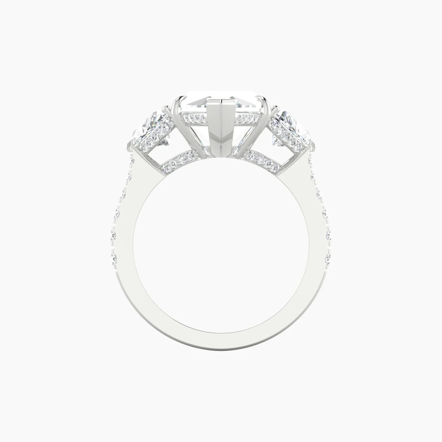 Heart Trilogy with Reverse Shank | 18k White Gold 5 ct Marquise Cut Ring