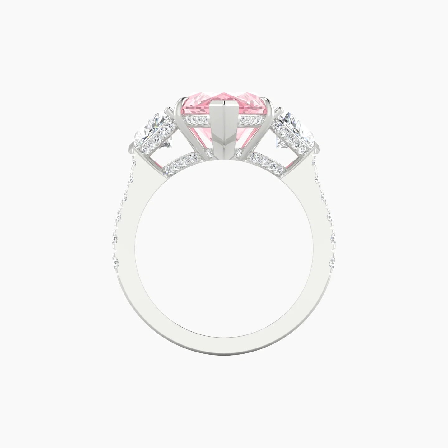 Intricate Heart Trilogy with Reverse Shank | 18k White Gold 5 ct Marquise Blue Lab Diamond Ring