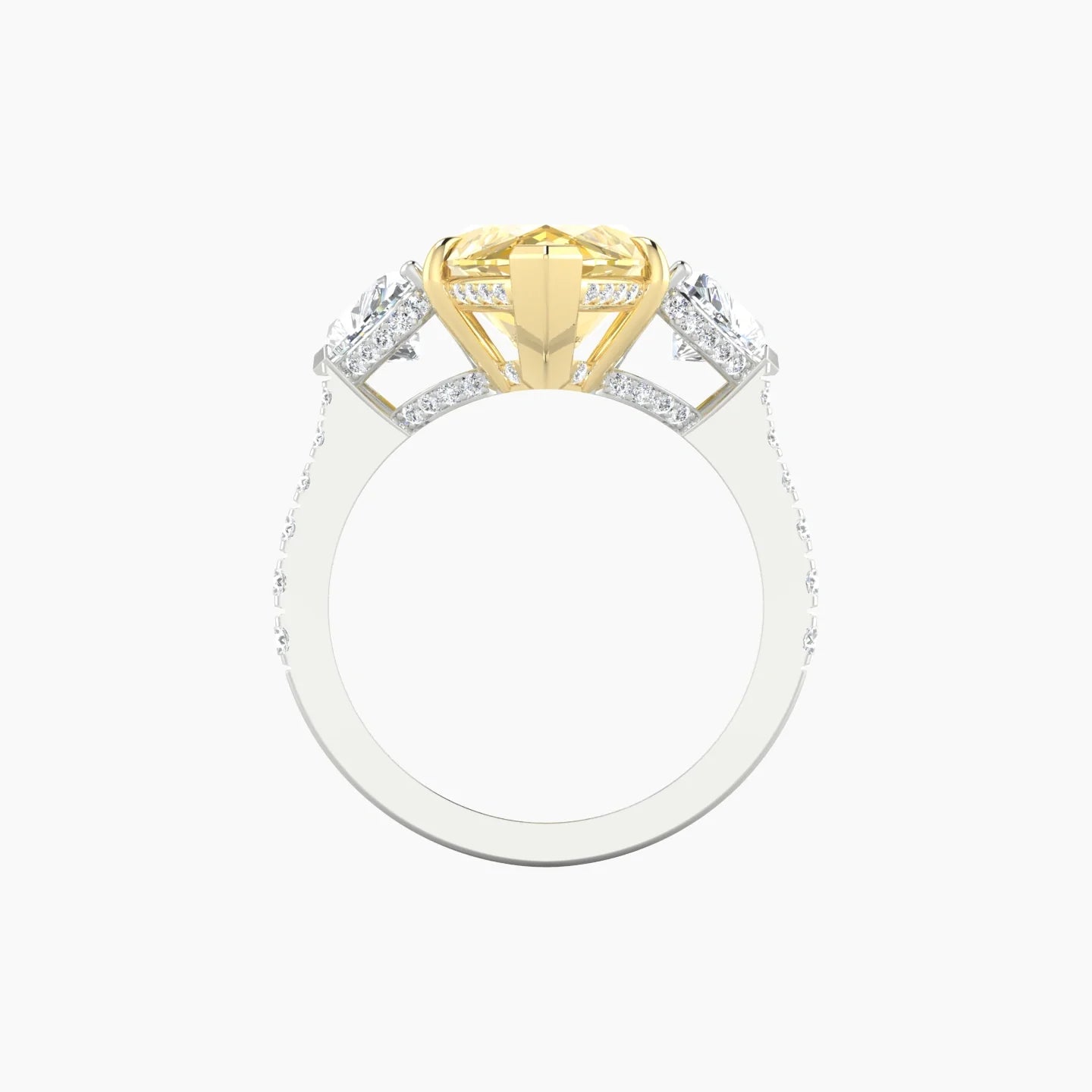 Heart Trilogy with Reverse Shank | 18k White & Yellow Gold 5 ct Marquise Cut Ring