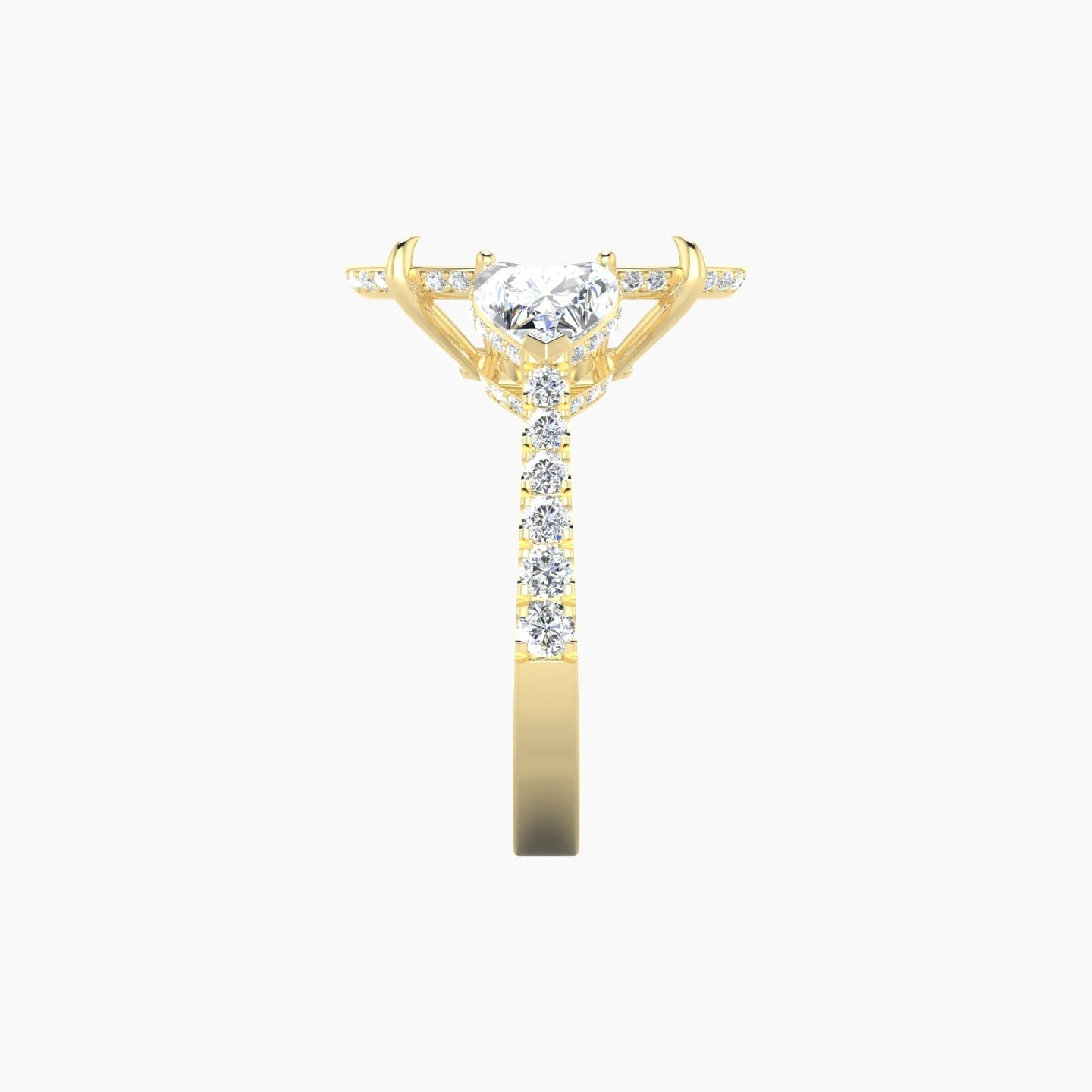 Heart Trilogy with Reverse Shank | 18k Yellow Gold 5-7.99 ct Oval Cut Ring Setting