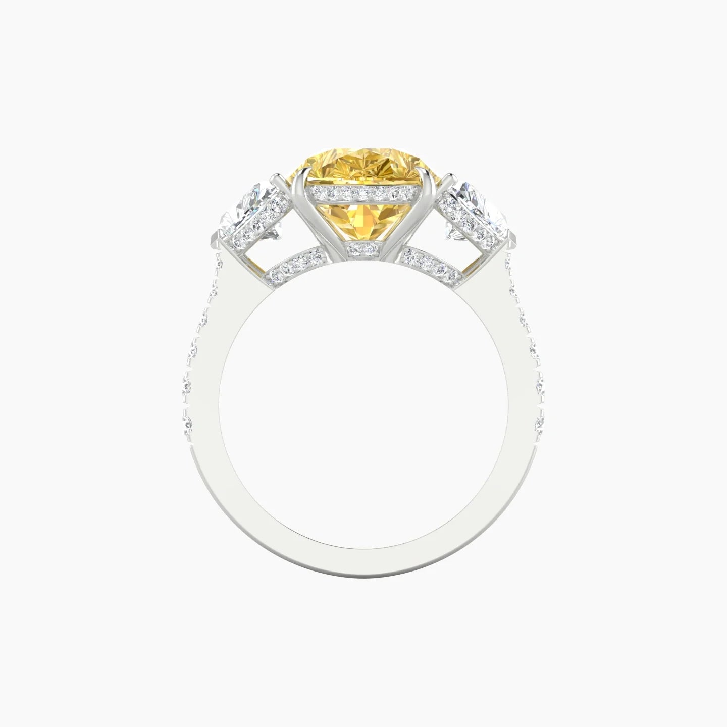 Heart Trilogy with Reverse Shank | 18k White Gold 5 ct Pear Cut Ring