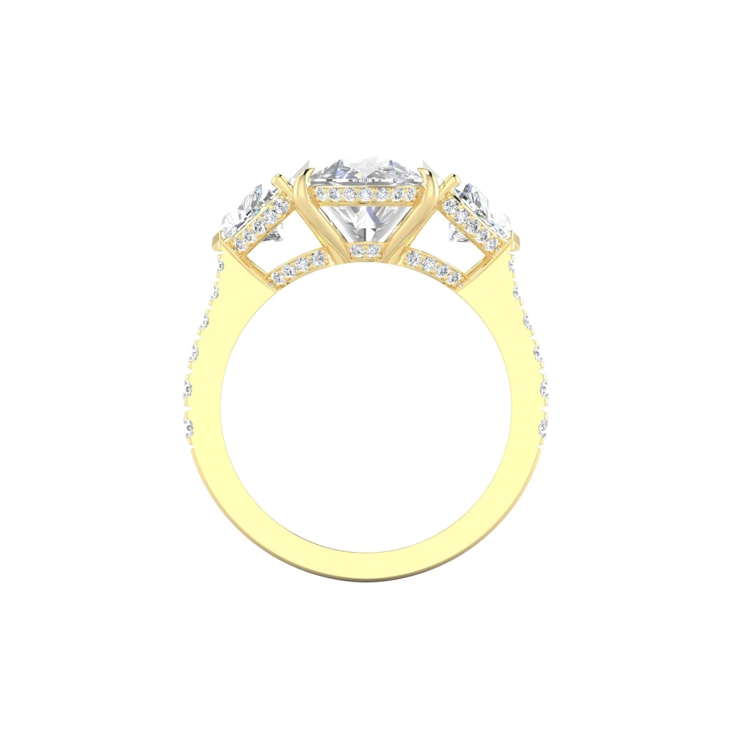 Heart Trilogy with Reverse Shank | 18k Yellow Gold 5 ct Pear Cut Ring