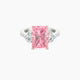 Radiant Pink Lab Diamond Ring | Intricate Heart Trilogy with Reverse Shank