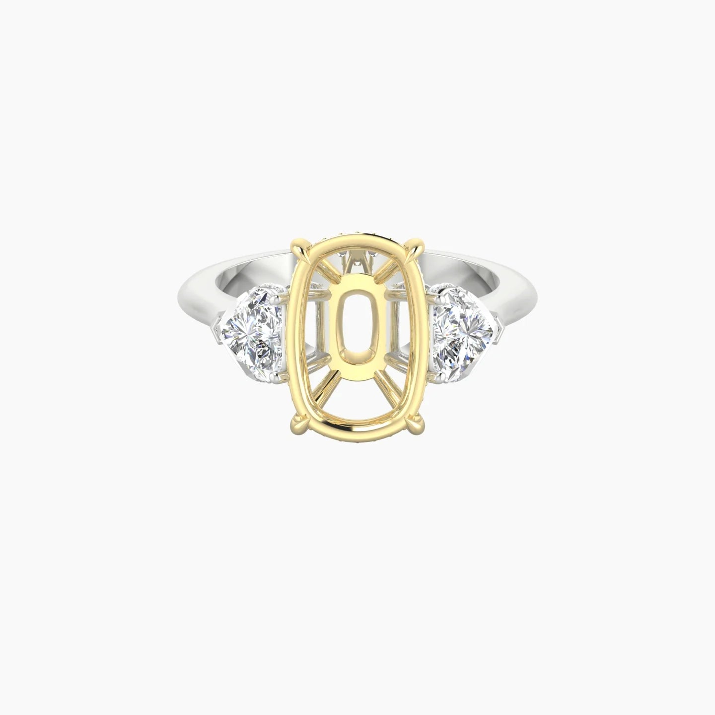 Heart Trilogy | 18k White & Yellow Gold 5-7.99 ct Cushion Cut Ring Setting