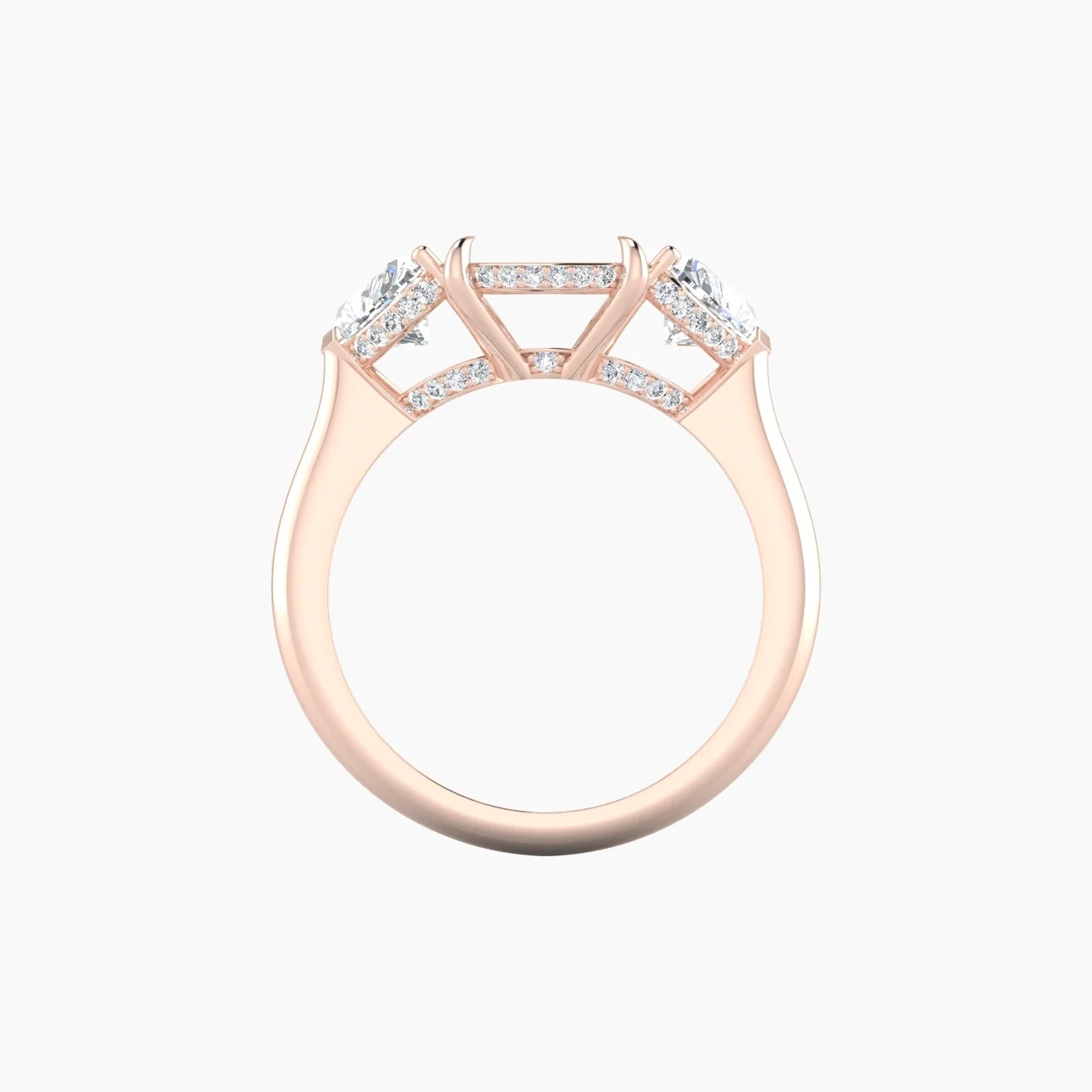 Heart Trilogy | 18k Rose Gold 5-7.99 ct Cushion Cut Ring Setting