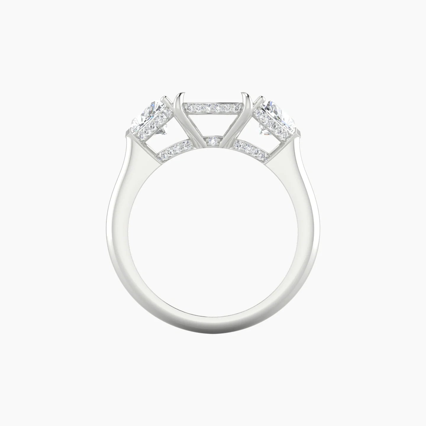 Heart Trilogy | 18k White Gold 5-7.99 ct Cushion Cut Ring Setting