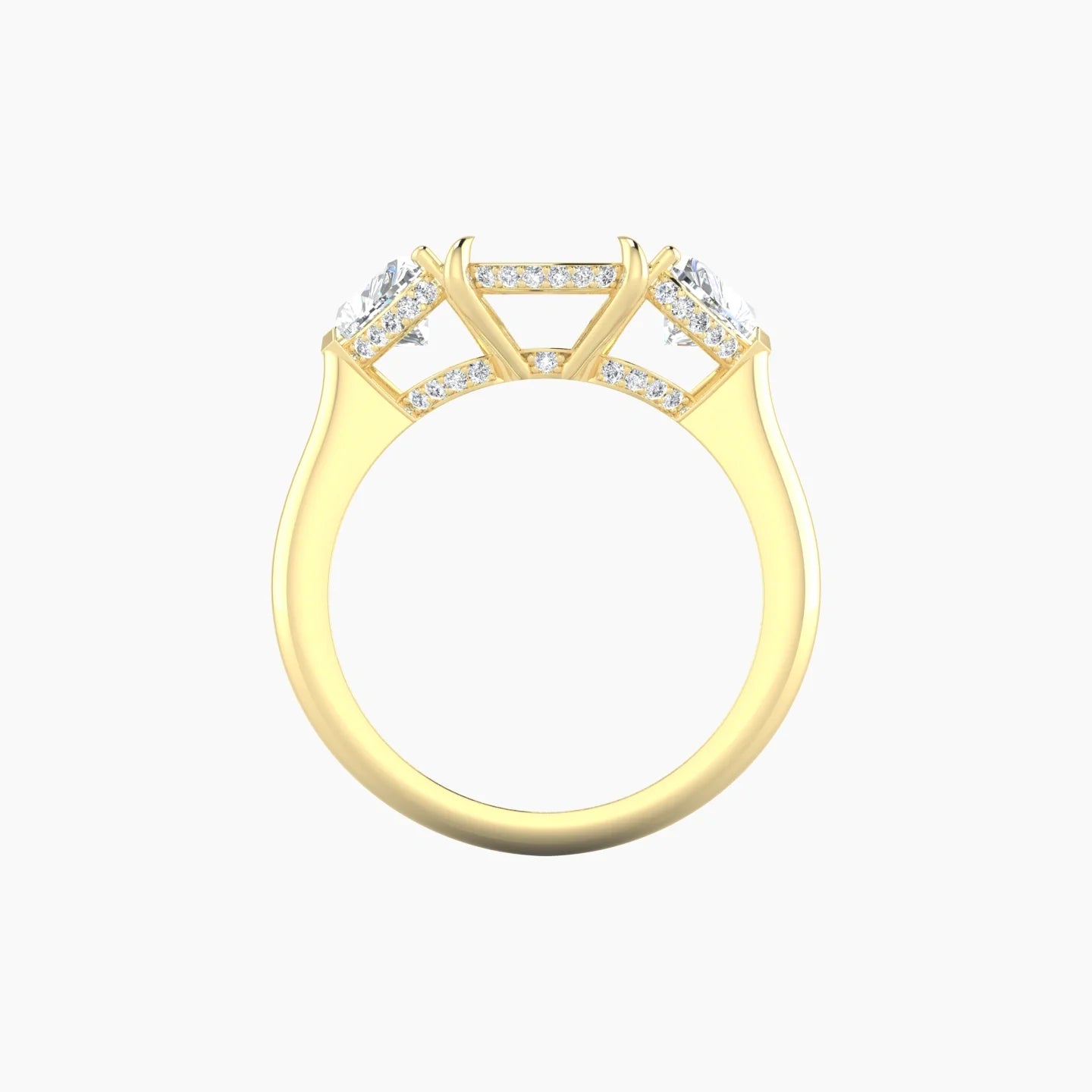 Heart Trilogy | 18k Yellow Gold 5-7.99 ct Cushion Cut Ring Setting